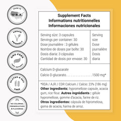 Close-up of ingredients including calcium D-glucarate