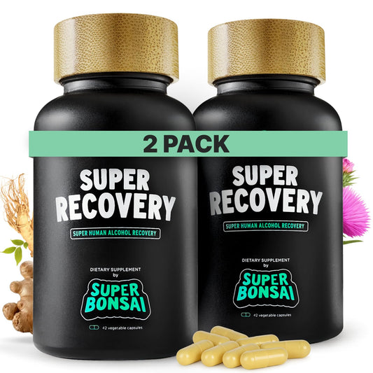 SuperBonsai Super Recovery bottle pour for easy post-celebration relief and energy