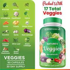 Illustration of vegetables including kale, spinach, broccoli with olive leaf