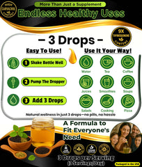 SUPERIOR FULVIC HUMIC X935 dilution drops closeup showing three drops per serving