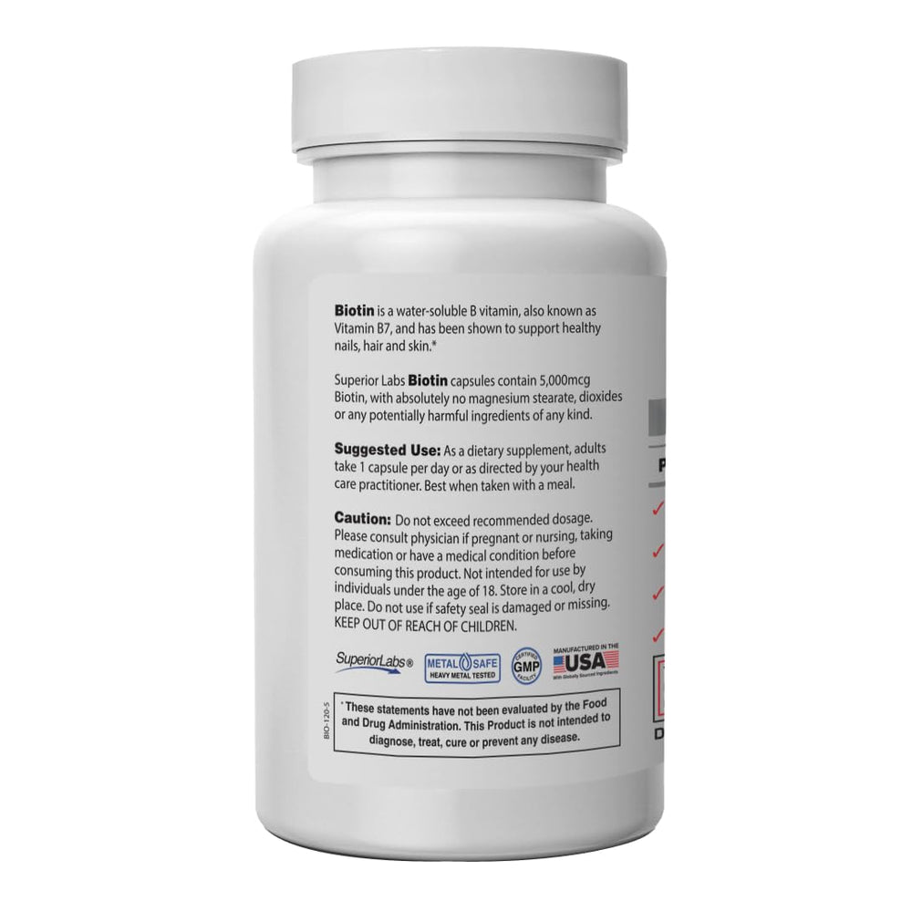 Biotin 5000 mcg promotes hair growth