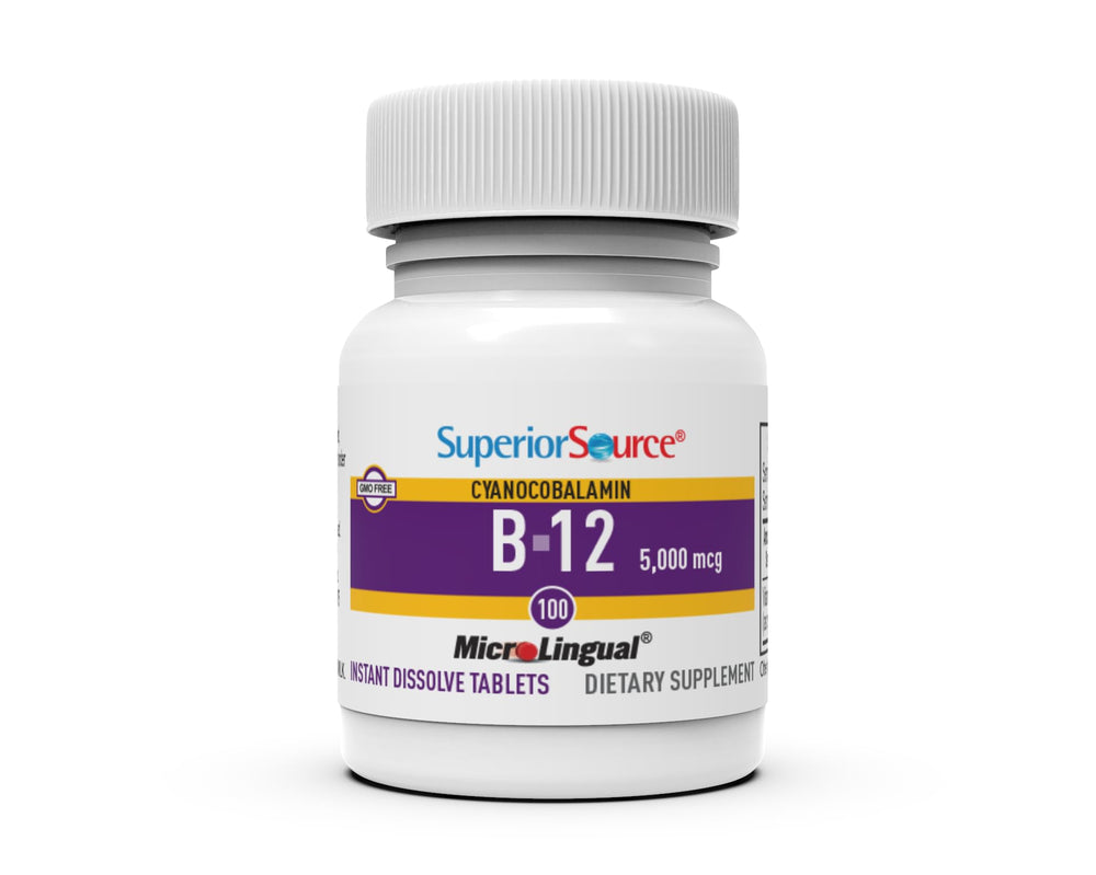 Label image of Superior Source No Shot B12 with folic acid