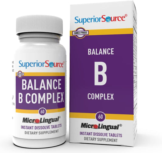 Front view of Superior Source Balance B Complex packaging with 60 tablets