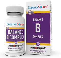 Front view of Superior Source Balance B Complex packaging with 60 tablets