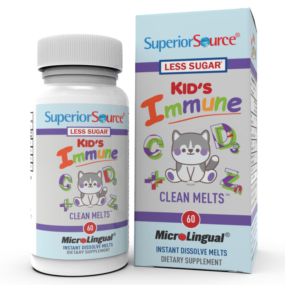 Front packaging of Superior Source Kid's Immune Clean Melts bottle