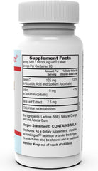 Label showing 125 mg vitamin C per tablet