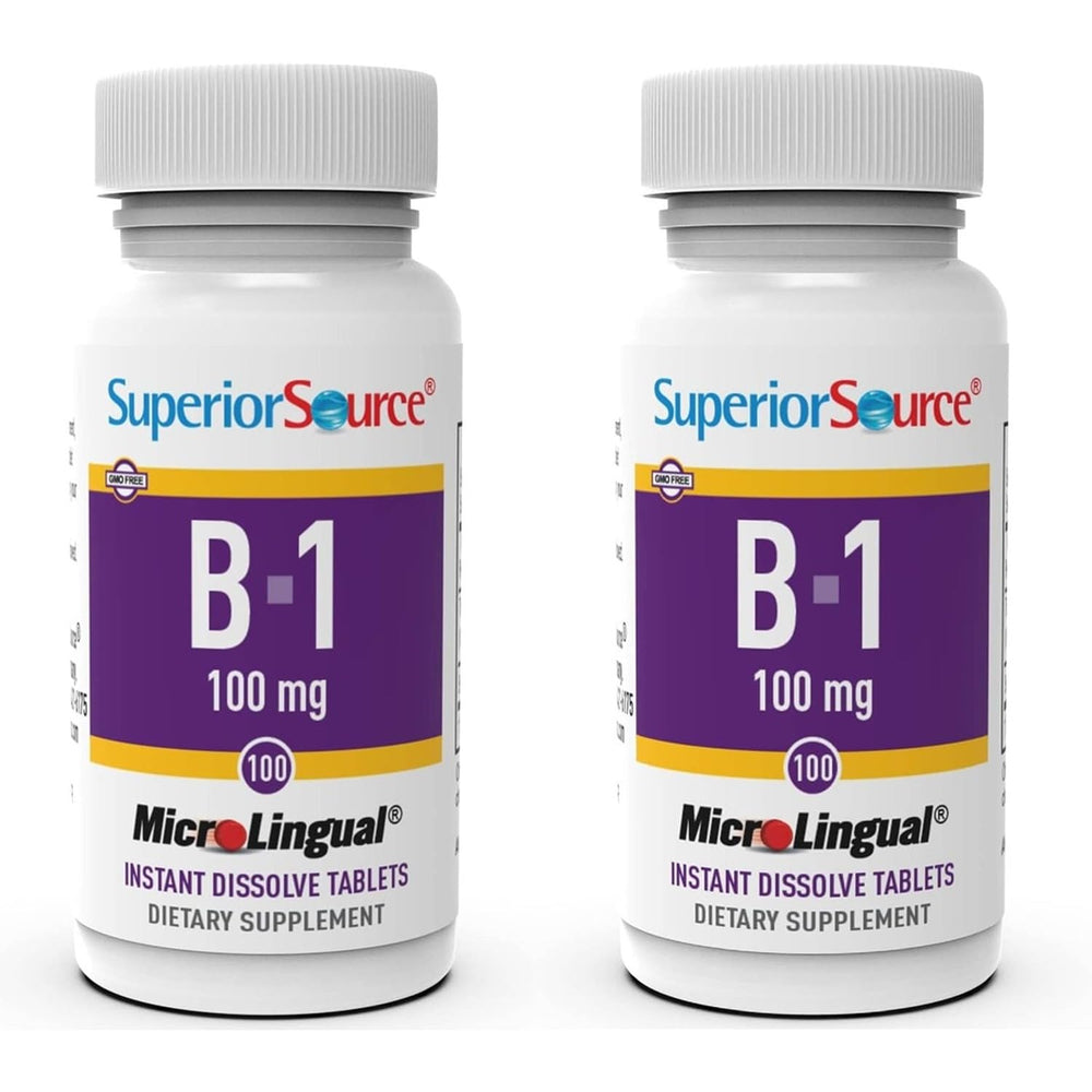 Packaging of Superior Source Vitamin B1 Thiamin 100 mg MicroLingual tablets, 2-pack
