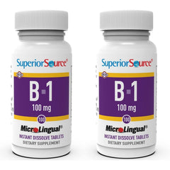 Packaging of Superior Source Vitamin B1 Thiamin 100 mg MicroLingual tablets, 2-pack