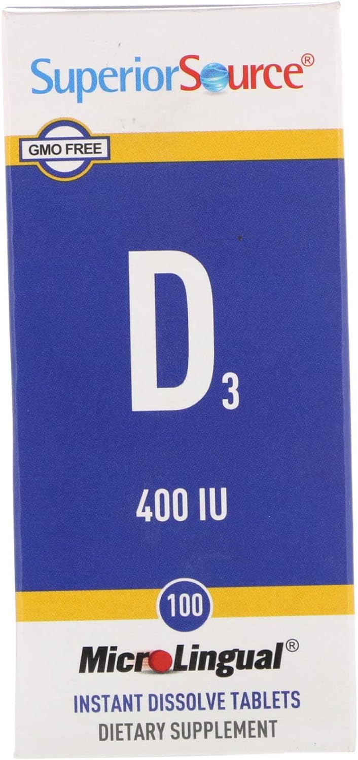 Bottle of Superior Source Vitamin D3 400 IU sublingual tablets
