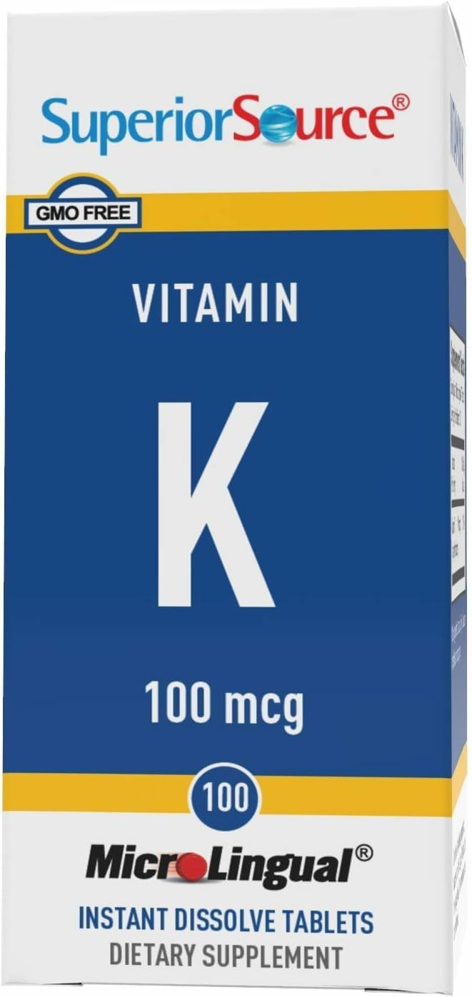Nutritional label for Vitamin K 100 mcg tablet
