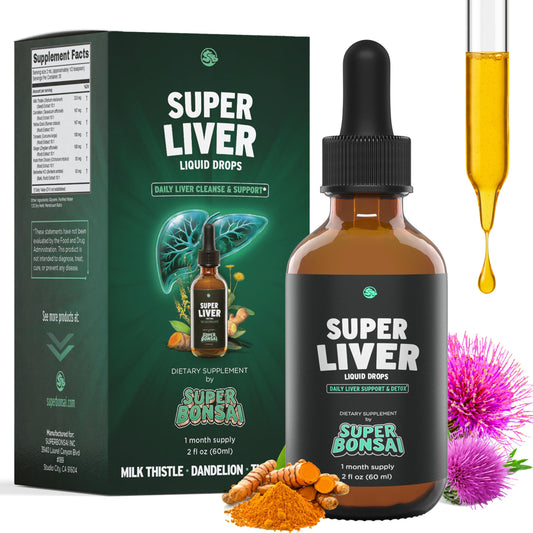 Front label of Super Liver bottle featuring Milk Thistle
