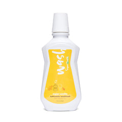 Bottle of SuperMouth Fluoride-Free Mouthwash with mint flavor