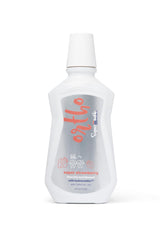Bottle of SuperMouth Ortho Mouthwash with four flavors