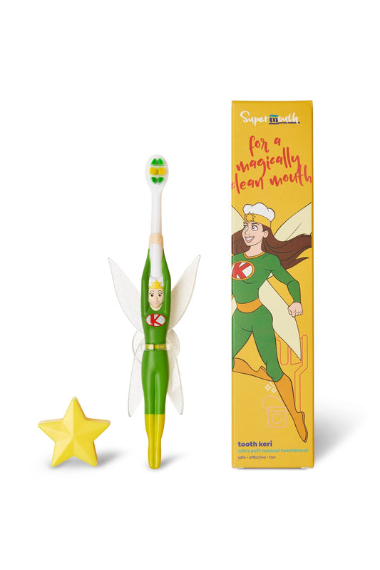 SuperMouth toddler toothbrush featuring superhero design