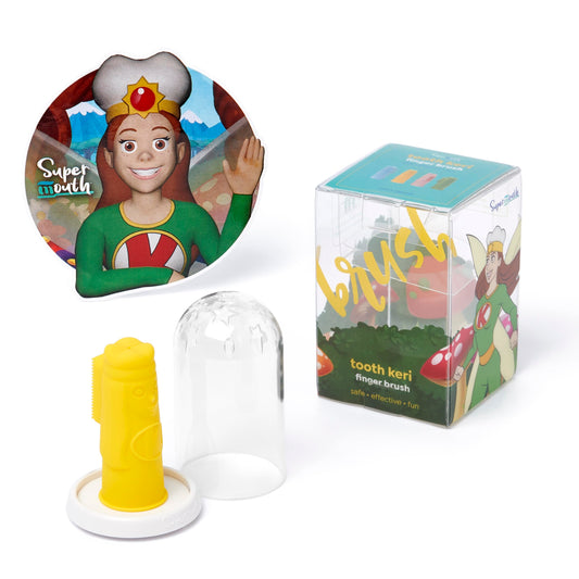 Front view of SuperMouth Tooth Keri Baby Finger Brush