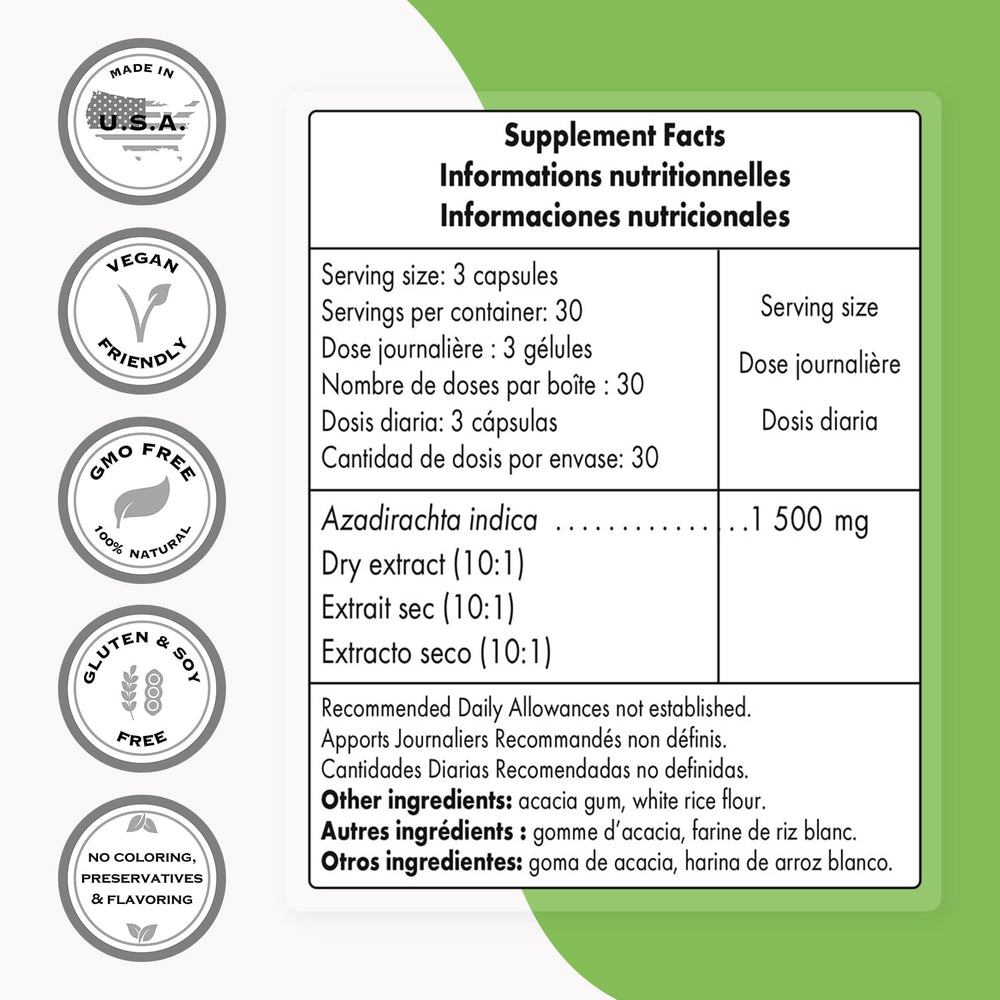 Azadirachta indica leaf oil extract label