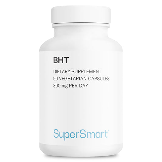 Front view of Supersmart BHT supplement 90 capsules bottle