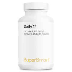Front view of Supersmart Daily 1 Timed Release multivitamin bottle