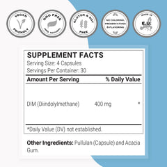 Ingredients list with vegetarian capsules