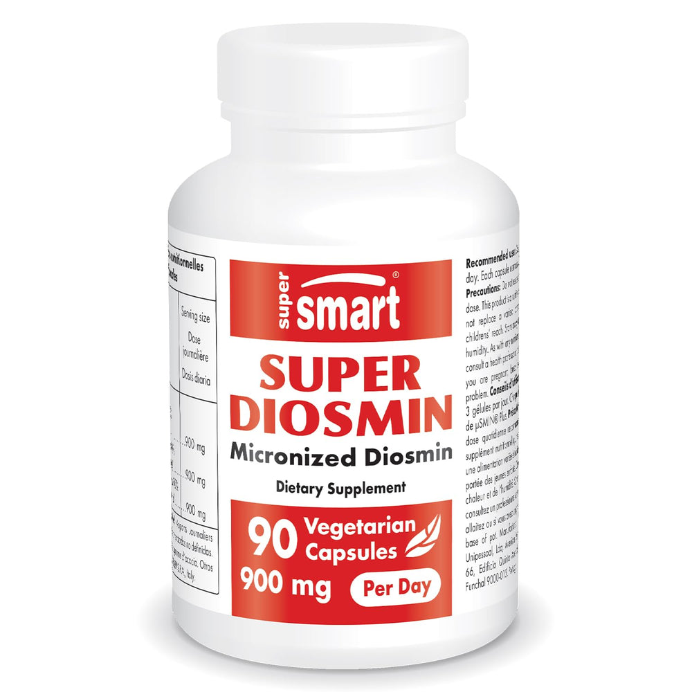 Close-up of Supersmart Diosmin 900mg patented micronized capsule