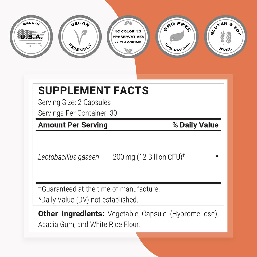 Label highlights Lactobacillus gasseri 12B CFU per day
