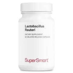 Front view of Supersmart Lactobacillus Reuteri probiotic bottle - 5B CFU daily, 60 capsules