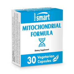 Close-up of Mitochondrial Formula ingredients highlighting PQQ, R-Lipoic Acid, and Acetyl-L-Carnitine