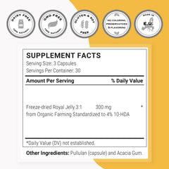Ingredients: royal jelly with acacia gum capsule shell