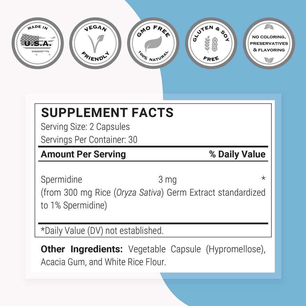 Ingredients and rice extract for Supersmart Spermidine