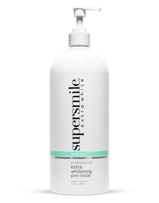 Supersmile Jumbo Whitening Pre-Rinse bottle front view, 32 oz