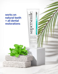 Tooth enamel-safe whitening toothpaste demonstration