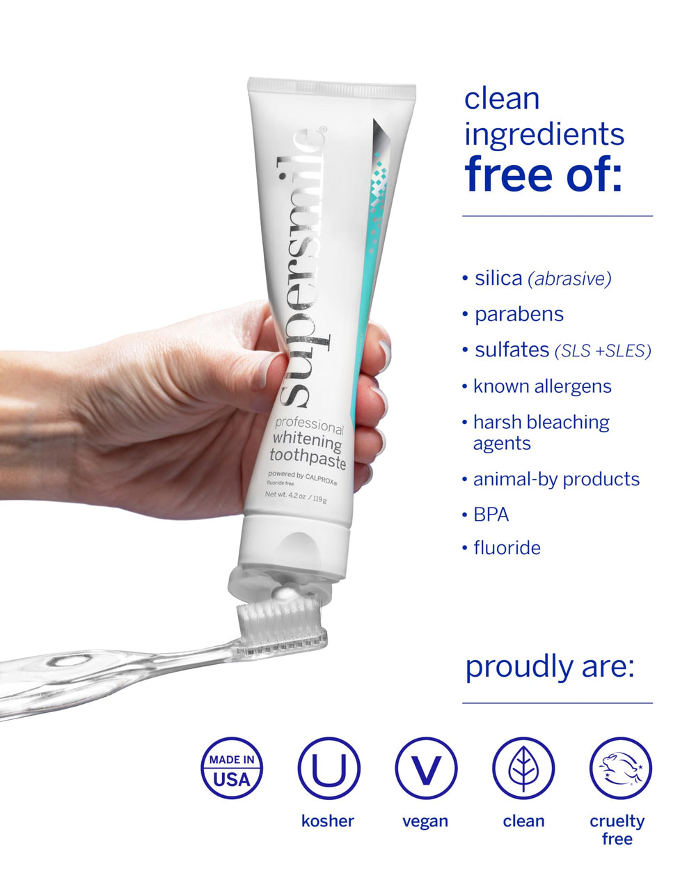 Front packaging of Supersmile Original Mint Fluoride-Free toothpaste