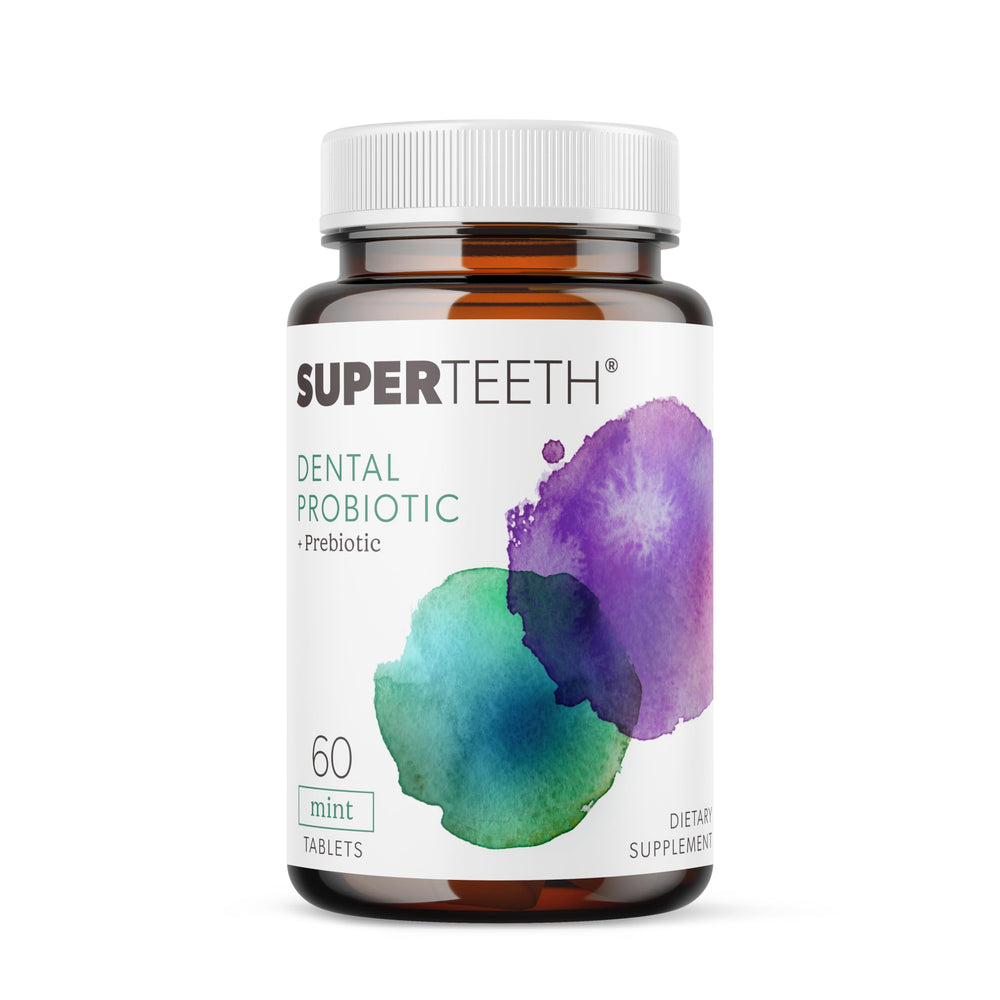 Packaging of SuperTeeth Chewable Dental Probiotic with BLIS M18