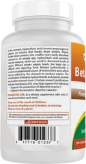 Supplement facts panel for Best Naturals Betaine HCL 648 mg