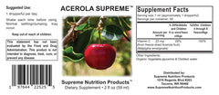 Supreme Nutrition Acerola Supreme next to a ruler showing 2 fl oz compact size
