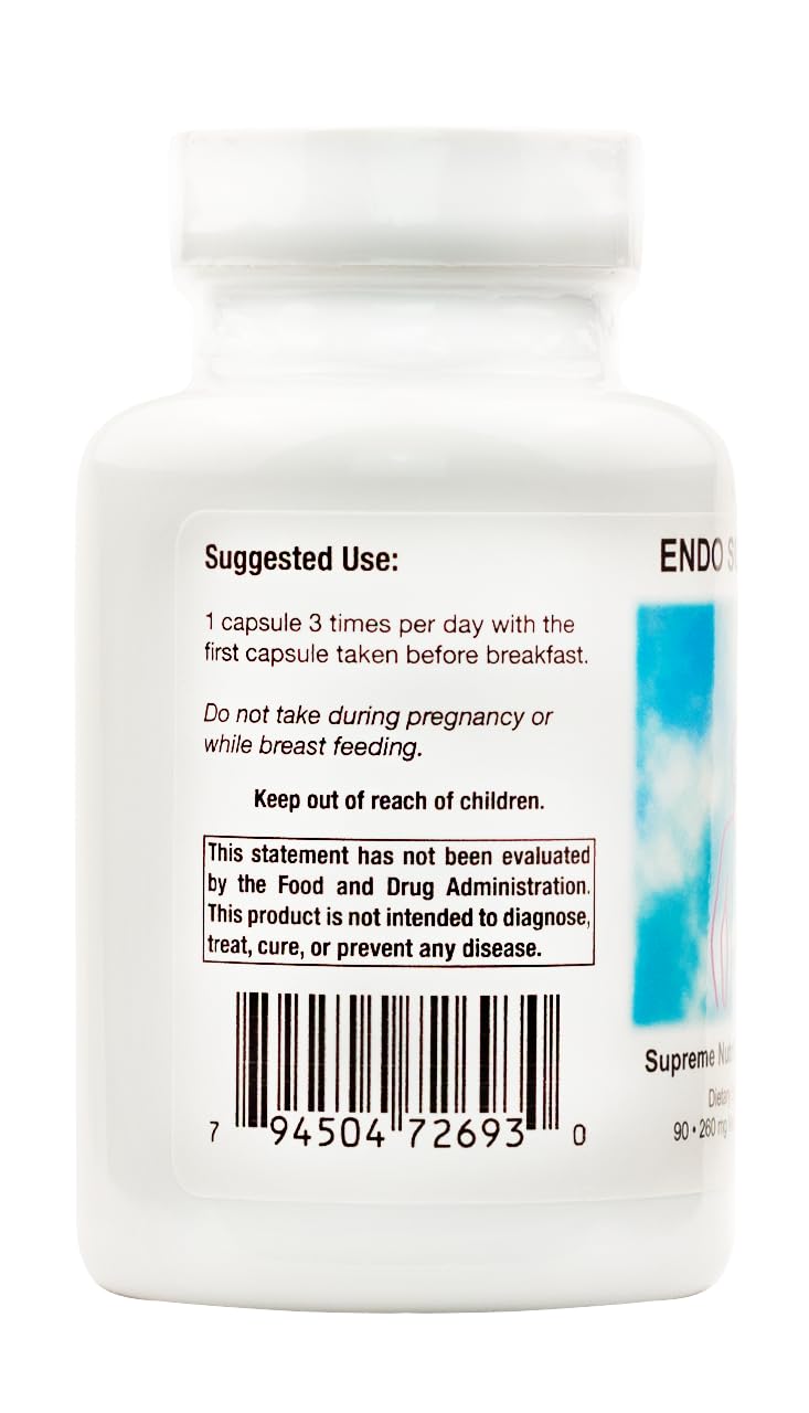 Supreme Nutrition Endo Supreme open bottle with visible vegetarian capsules