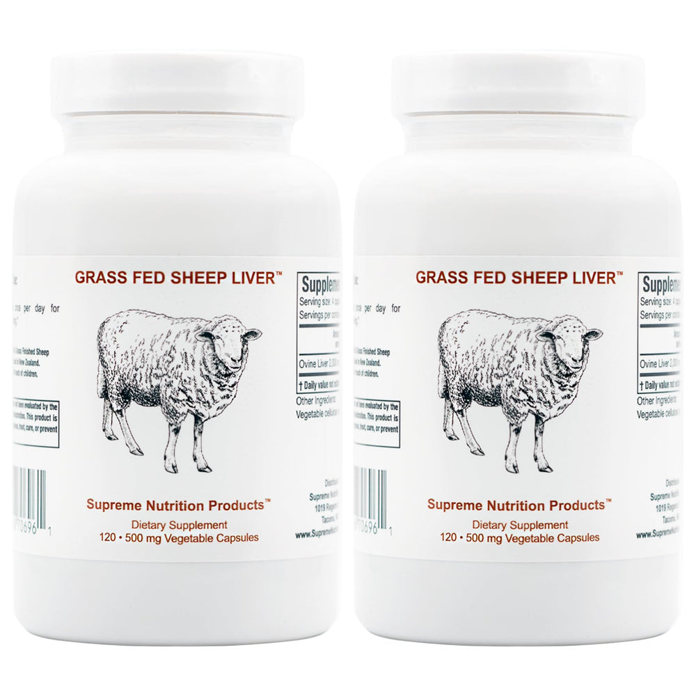 Supreme Nutrition front packaging showing grass-fed sheep liver benefits