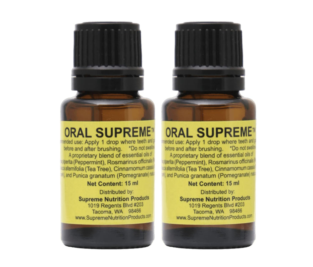 Supreme Nutrition Oral Supreme two-pack with clear packaging label for easy identification.