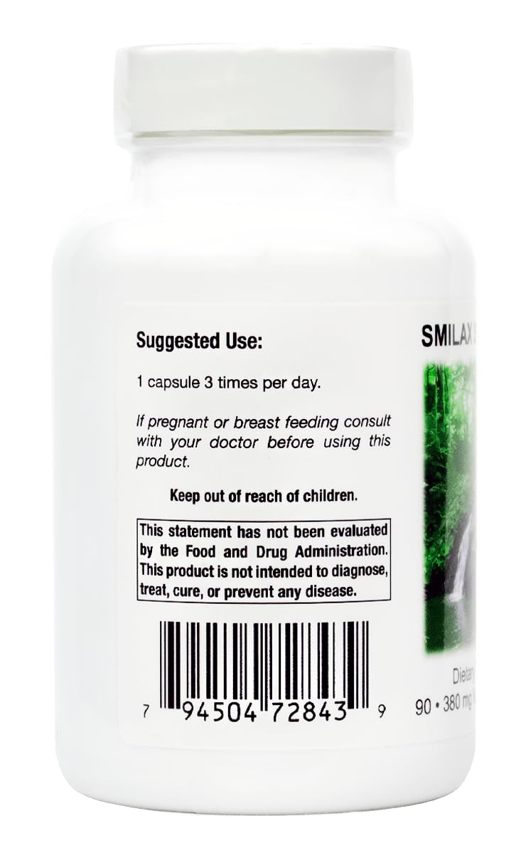 Supreme Nutrition Smilax Supreme label close-up highlighting the pure herb.