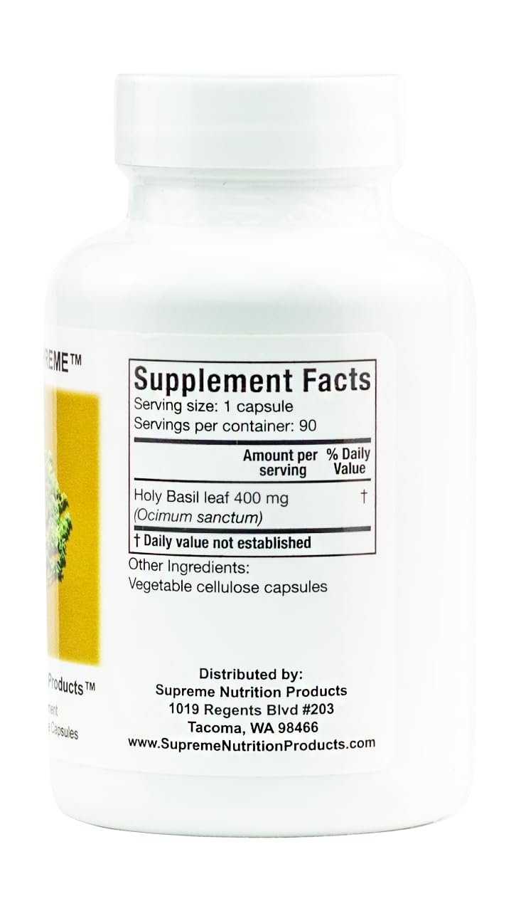 Supreme Nutrition Tulsi Supreme capsule close-up highlighting pure herb texture