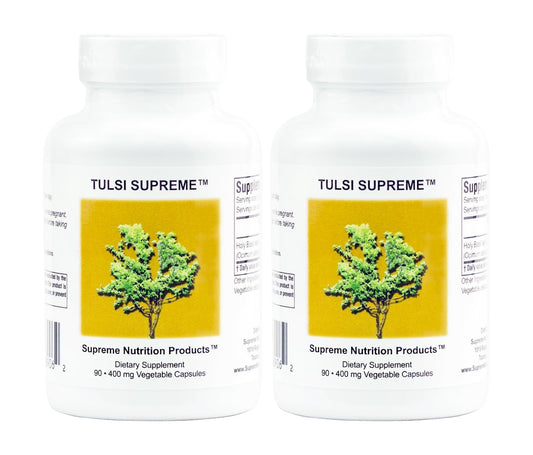 Supreme Nutrition front packaging showing Tulsi Supreme bottle and label, clear product information