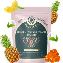 Front view of SUPS NATURE Women's Probiotic Gummies bottle with Pineapple flavor