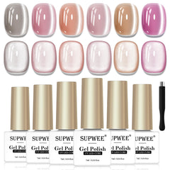 SUPWEE Cat Eye Pink Moonlight bottle for at-home manicure with shimmering finish.