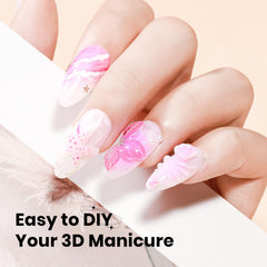 SUPWEE Gel 3D sur ongles avec exemple de design.