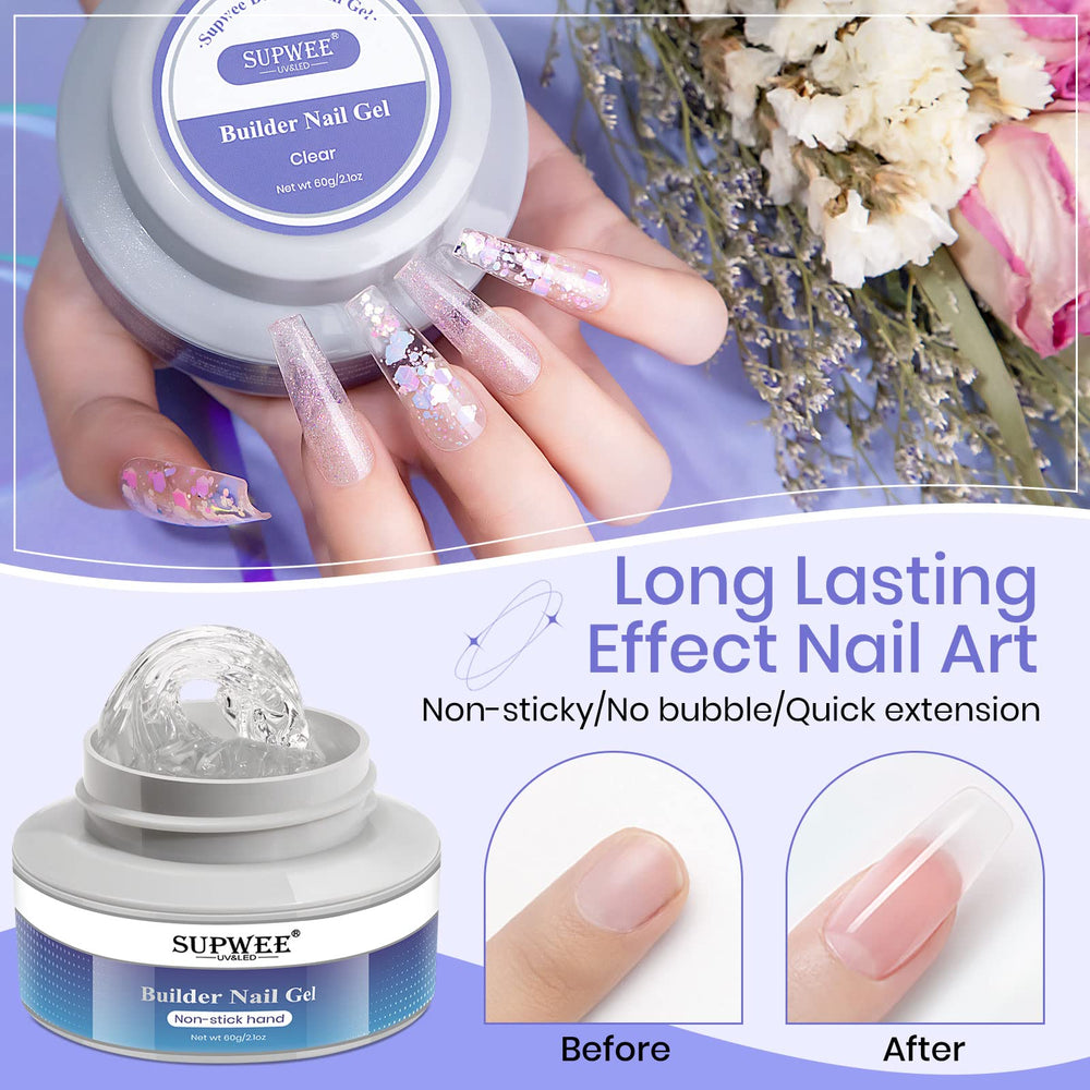 SupWEE gel versatility for glitter, chrome powder, and decorations