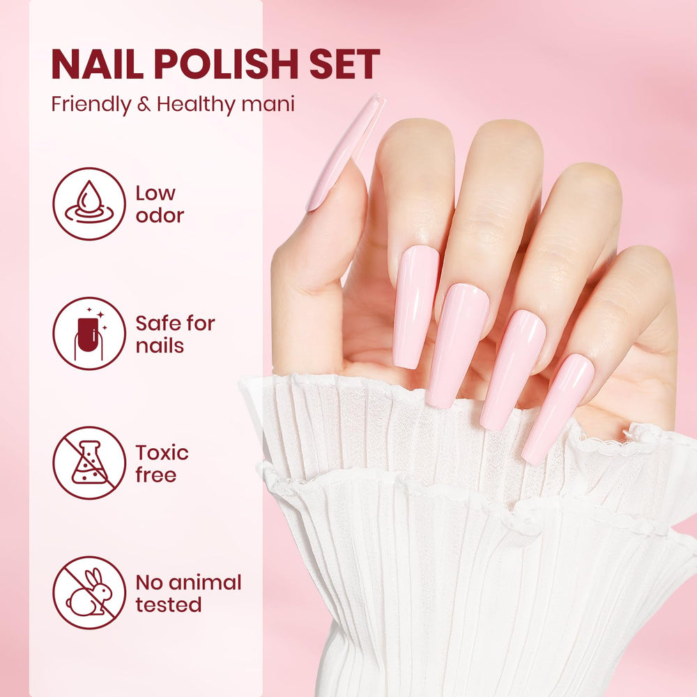 SUPWEE Nude Nail Polish Set winter neutrals highlighting versatile outfit pairing.