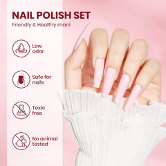 SUPWEE Nude Nail Polish Set winter neutrals highlighting versatile outfit pairing.