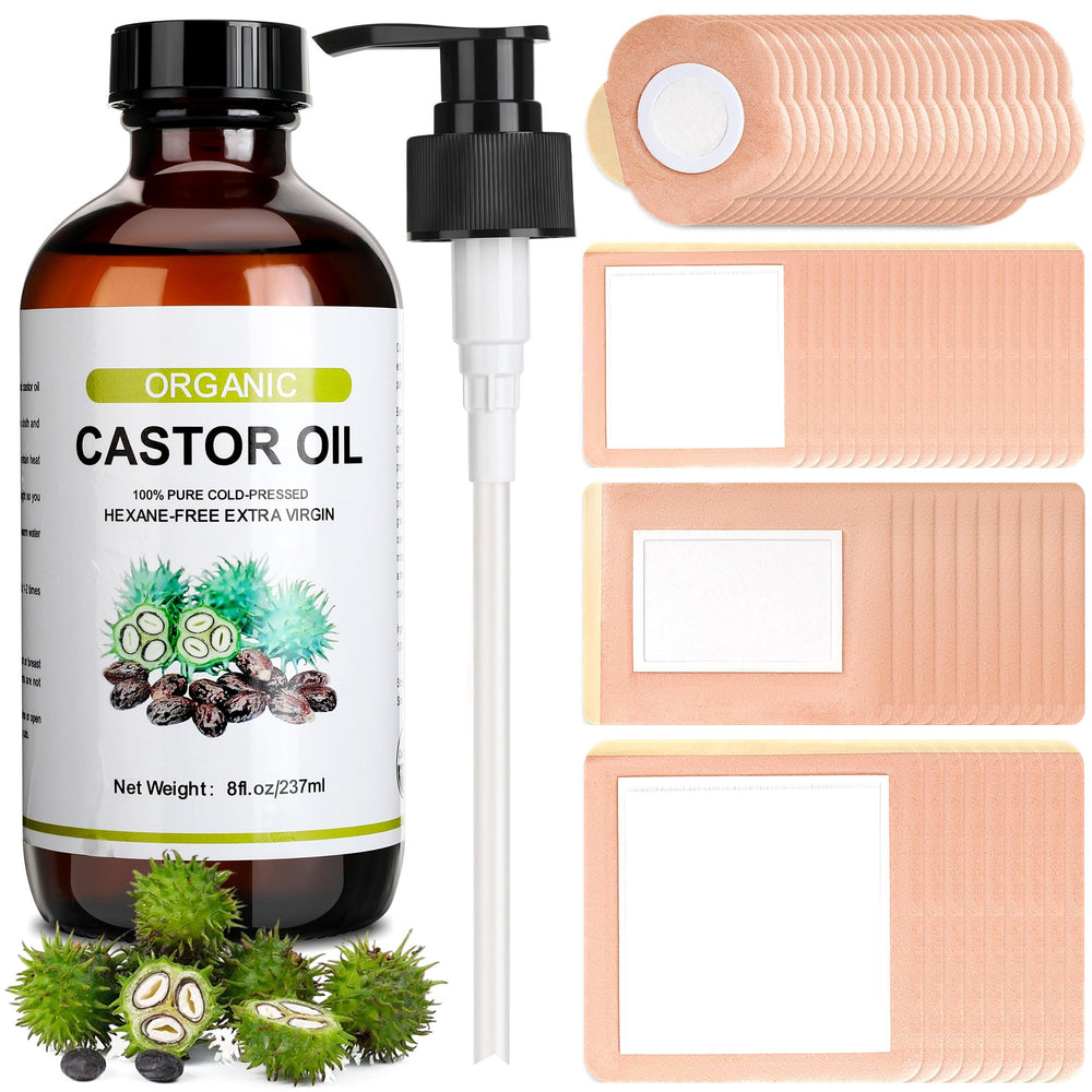 Suquuee Castor Oil Pack with 60 self-adhesive patches