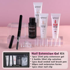 SUTOKAKA poly gel colors in clear, white, pink for versatile nail extensions