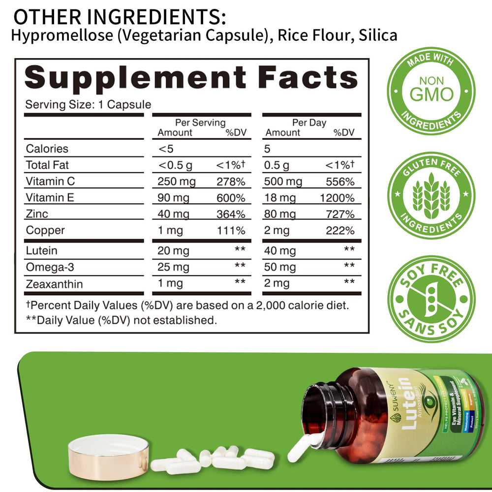 SUWENY Lutein Eye Vitamins label